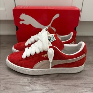 Puma Classic Red and White Suede Shoes